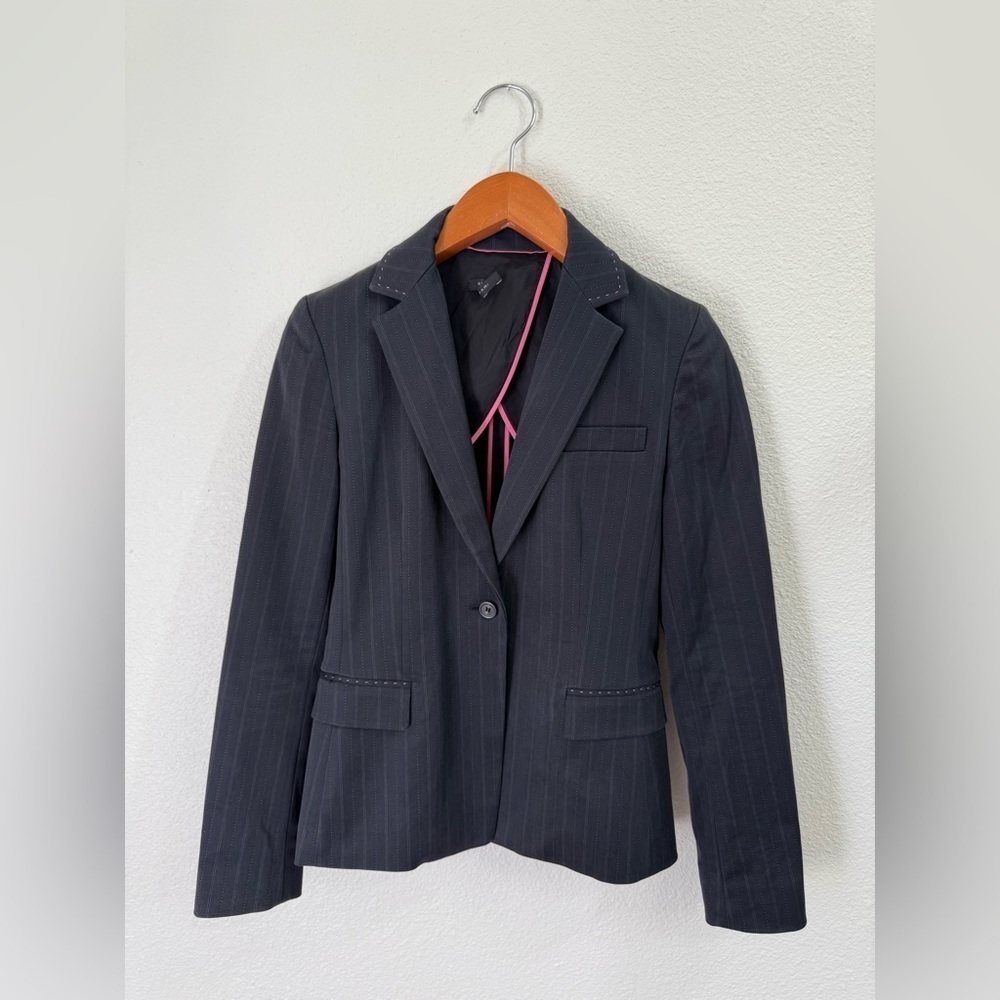 Elie Tahari Designer Dark Gray Charcoal Blazer Jacket Women’s Size Small